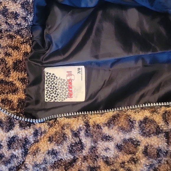 Girls Cheetah print textured polyester jacket. Kenzie Girl sz 7/8 - Picture 2 of 3